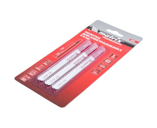 Набор пилок по металлу для электролобзика Matrix Professional 75x3 мм HSS EU-хвостовик 78208 3 шт. – изображение 2