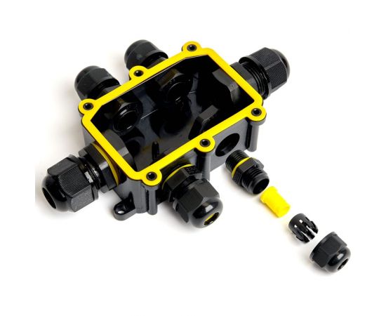 Распределительная коробка STEKKER LD526 водонепроницаемая на 6 выходов, 450V, 140x100x36, черный 49124 – изображение 3