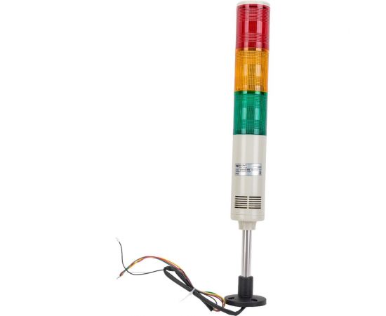Светосигнальная колонна INNOCONT d=56мм, светодиод, стойка 70мм, основание d=70мм, постоянное свечение, зуммер, цвет: красный, желтый, зеленый, 24VDC, IP50, кабель 0,5м TL56B-024-RYG – изображение 7
