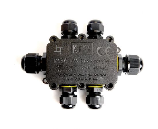 Распределительная коробка STEKKER LD526 водонепроницаемая на 6 выходов, 450V, 140x100x36, черный 49124 – изображение 6