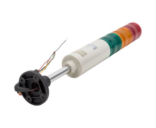 Светосигнальная колонна INNOCONT d=56мм, светодиод, стойка 70мм, основание d=70мм, постоянное свечение, зуммер, цвет: красный, желтый, зеленый, 24VDC, IP50, кабель 0,5м TL56B-024-RYG – изображение 5