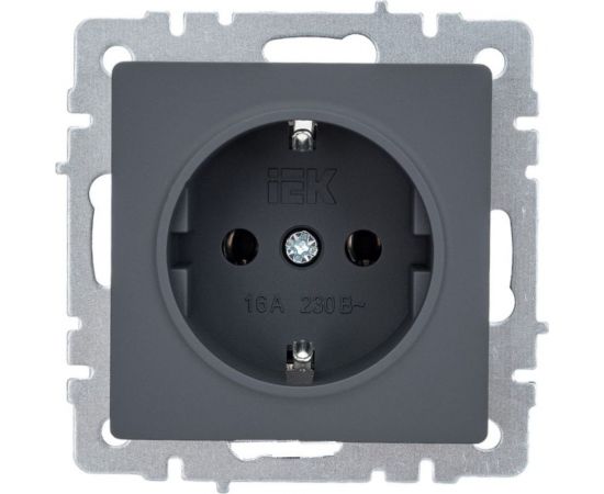 1-местная розетка IEK Brite рс11-1-0-брг с заземлением, без защитных шторок, 16А, графит BR-R11-16-K53 