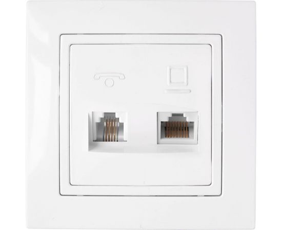 Комбинированная розетка Bylectrica оконечная комп+тел, серия УЮТ, белый ТРК-001 