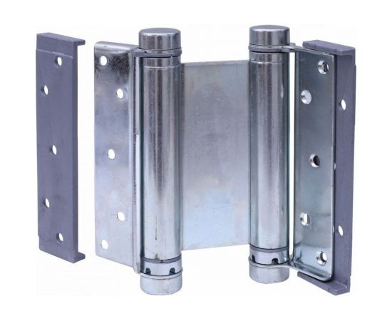 Барная пружинная петля двойного действия ALDEGHI LUIGI SPA 148х50х42 мм, цвет: цинк, к-т: 2 шт + ключ с декоративными шурупами 101AZ150B 