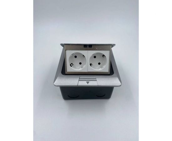Напольная розетка Inrior розетка в пол, блок розеток в пол, серый, на 2 EURO розетки DB-02-80 
