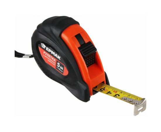Рулетка ЕРМАК с обрезиненным корпусом, 5 м, 19 мм 658-088 