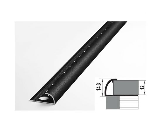 Профиль окантовочный полукруглый алюминиевый ЛУКА 9 мм, 2,7 м, 5 шт, Черный УТ000021314 – изображение 2