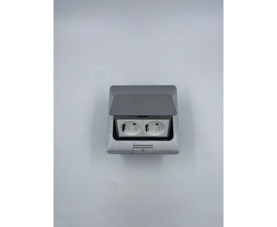Напольная розетка Inrior розетка в пол, блок розеток в пол, серый, на 2 EURO розетки DB-02-80 – изображение 5