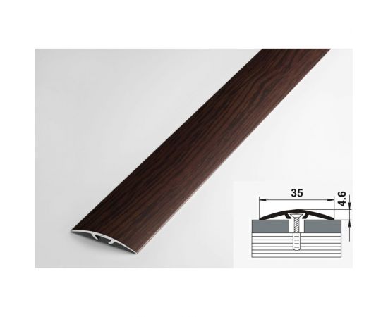 Порог прямой скрытый алюминиевый декоративный ЛУКА (35 мм, 1,8 м, дуб венге) УТ000002623 – изображение 2