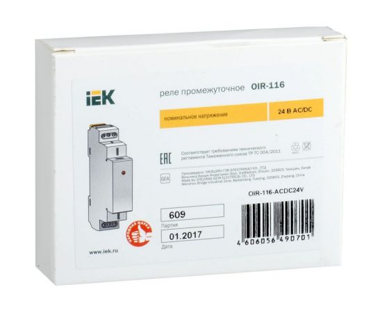 Промежуточное реле IEK OIR 1 контакт 16А 24В AC/DC OIR-116-ACDC24V – изображение 3