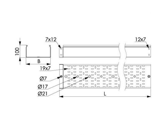 Перфорированный лоток DKC 150x100 L3000 толщина 1,0 мм 3534210 – изображение 2