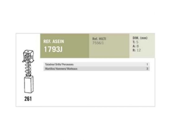 Комплект графитовых щеток 2 шт, Hilti, OEM 7556/1/as Asein 1793J – изображение 4
