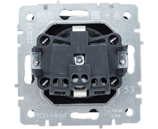 1-местная розетка IEK Brite рс11-1-0-брг с заземлением, без защитных шторок, 16А, графит BR-R11-16-K53 – изображение 3