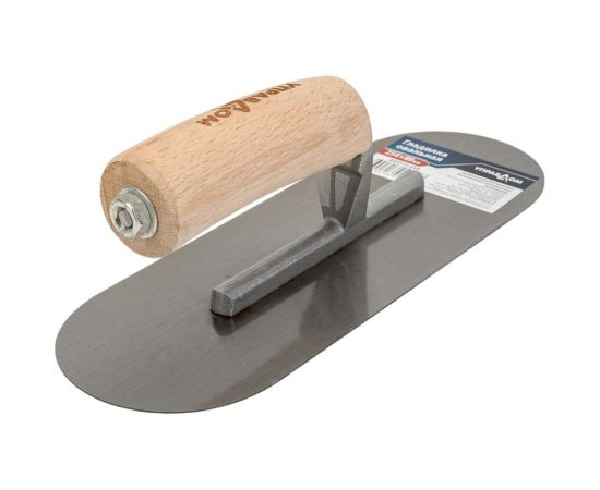 Гладилка Управдом стальная, овальная, с деревянной ручкой, 254x89 мм 03371 4100001838 – изображение 3