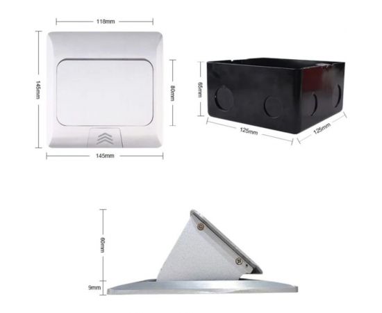 Напольная розетка Inrior розетка в пол, блок розеток в пол, серый, на 2 EURO розетки DB-02-80 – изображение 6