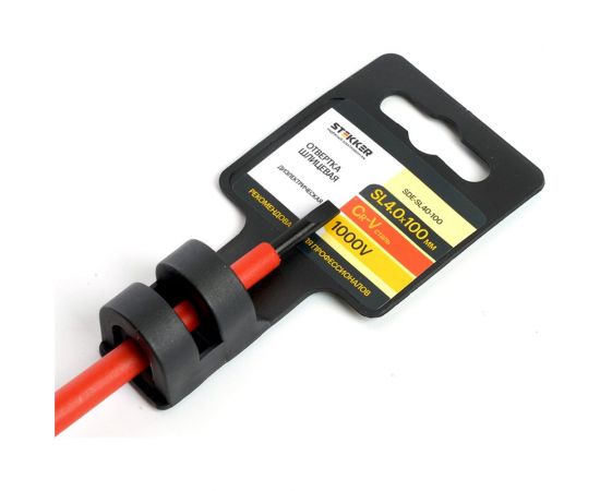 Диэлектрическая шлицевая отвертка STEKKER SL 4.0 х 100мм, SDE-SL40-100, 39767 – изображение 6