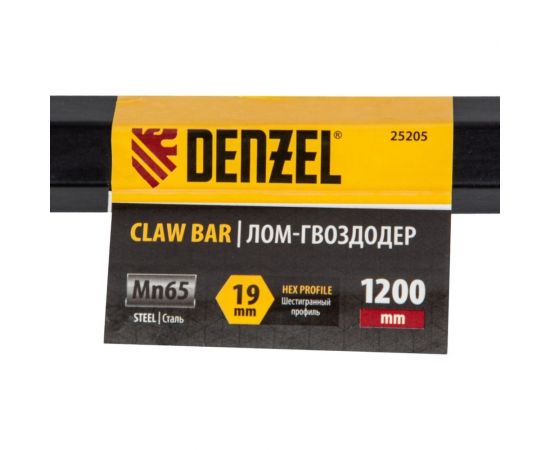 Лом-гвоздодер Denzel 1200 мм, шестигранный 19 мм, окрашенный, сталь 65 25205 – изображение 4