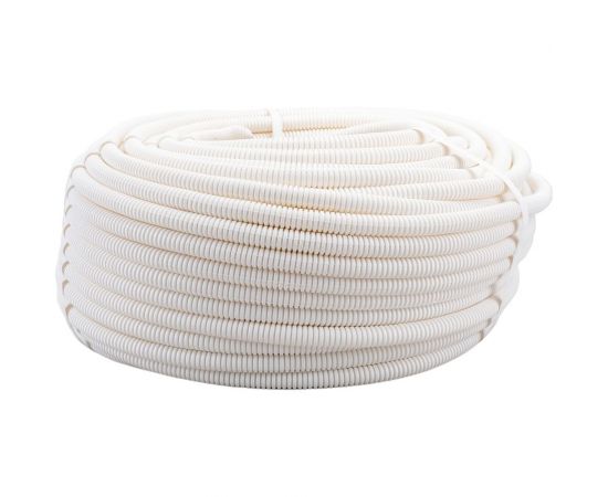 Гофрированная труба Экопласт HFFR легкая, с зондом, без галогена, ПЛЛ диам.20мм ПВ-0(100м) белый 20120HFR-W 