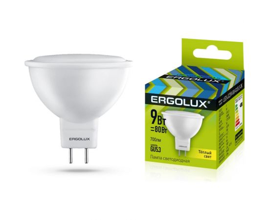 Электрическая светодиодная лампа Ergolux LED-JCDR-9W-GU5.3-3K JCDR 9Вт GU5.3 3000K 172-265В 13624 
