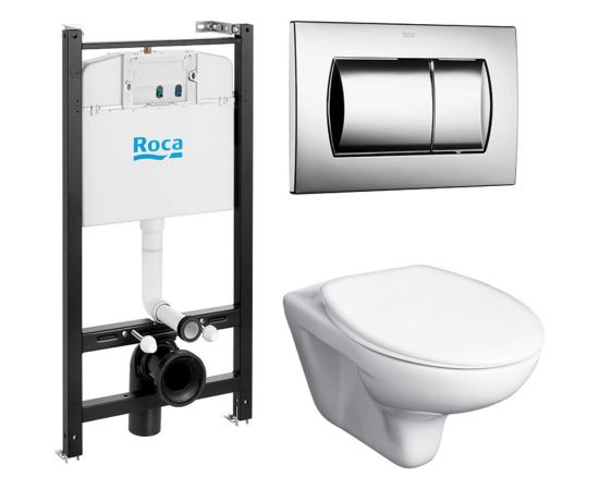 Подвесной унитаз+инсталляция+кнопка+сиденье Roca ПЭК Mateo 00000046309 893100010 