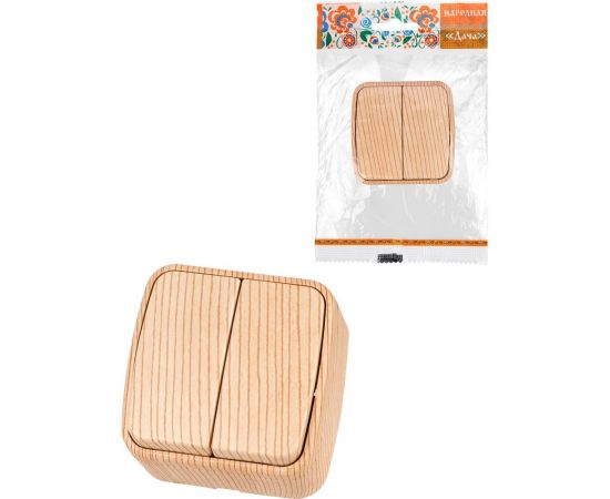 Выключатель TDM 2-кл. открытой установки IP20 10А, сосна ""Дача"" Народная SQ1824-0052 