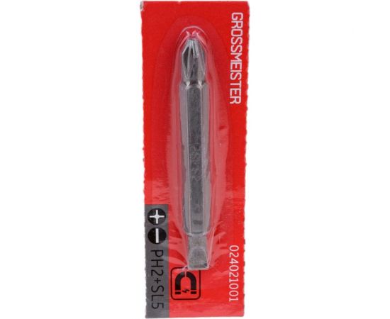 Бита двухсторонняя PH2+SL5, 65 мм GROSSMEISTER 024021001 