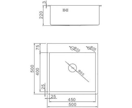 Комплект кухонная мойка WISENT из нержавеющей стали, 50x50 см, с дозатором WGS35050/W405A/WGER010 – изображение 2