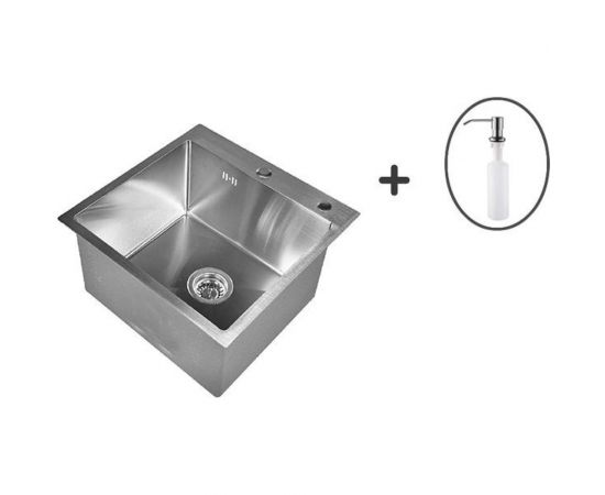 Комплект кухонная мойка WISENT из нержавеющей стали, 50x50 см, с дозатором WGS35050/W405A/WGER010 – изображение 12