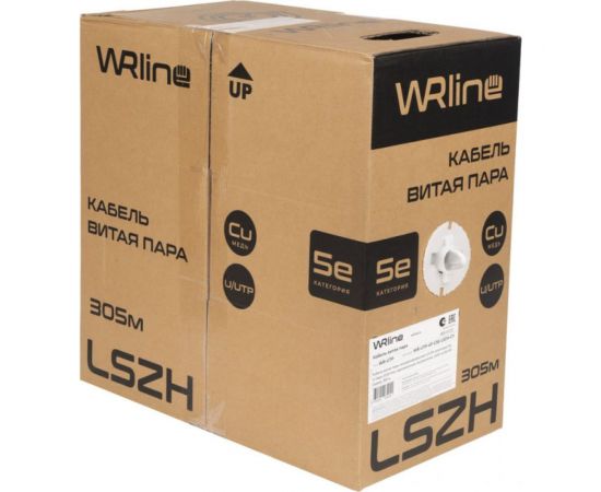 Кабель витая пара WRline WR-UTP-4P-C5E-LSZH-GY неэкранированный U/UTP, категория 5e, 4 пары (0,50 мм), одножильный, внутренний, LSZH, нг(A)-HF, серый, 305 м 505750 – изображение 3