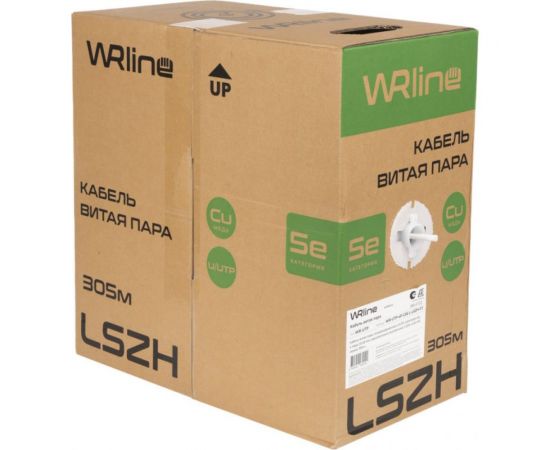 Кабель витая пара WRline WR-UTP-4P-C5E-L-LSZH-GY неэкранированный U/UTP, категория 5e, 4 пары (0.48 мм), одножильный, внутренний, LSZH, нг(A)-HF, серый, 305 м 505756 – изображение 4