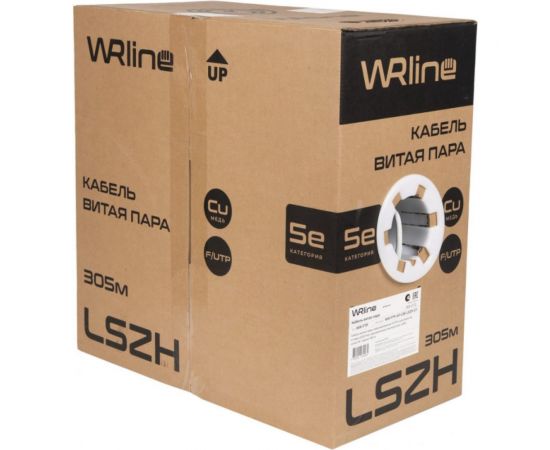 Кабель витая пара WRline WR-FTP-4P-C5E-LSZH-GY экранированный F/UTP, категория 5e, 4 пары (0,50 мм), одножильный, внутренний, LSZH, нг(A)-HF, серый, 305 м 505752 – изображение 2