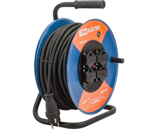 Силовой удлинитель TDM УХз16-004 металлическая катушка, А3, 4 места IP44/30м КГ 3х2,5 SQ1301-0170 – изображение 3