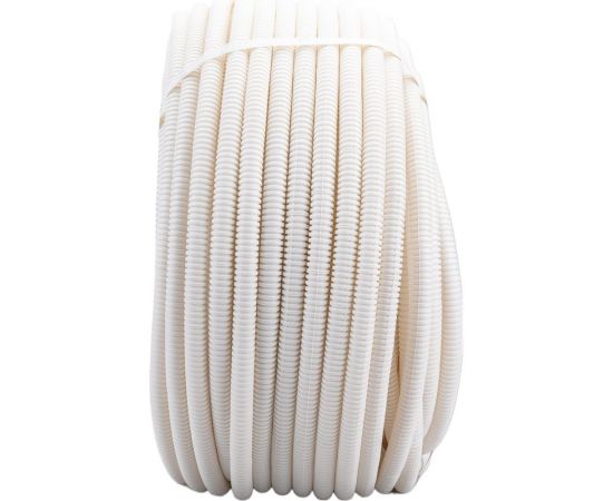 Гофрированная труба Экопласт HFFR легкая, с зондом, без галогена, ПЛЛ диам.20мм ПВ-0(100м) белый 20120HFR-W – изображение 2