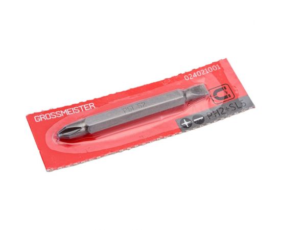 Бита двухсторонняя PH2+SL5, 65 мм GROSSMEISTER 024021001 – изображение 3