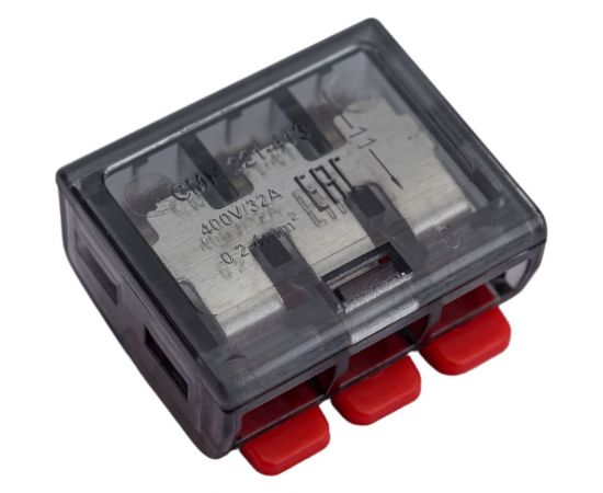 Клемма EKF СМК 221-413, 3 отверстия, 0.2-4.0мм2, 100шт, PROxima SQ plc-smk-221-413 – изображение 2