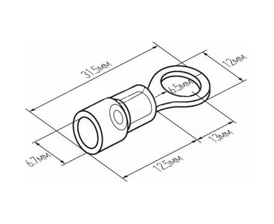 Кольцевой изолированный термоусаживаемый наконечник REXANT диаметр 6.5мм 4-6кв.мм желтый, 100 шт 08-0058 – изображение 3