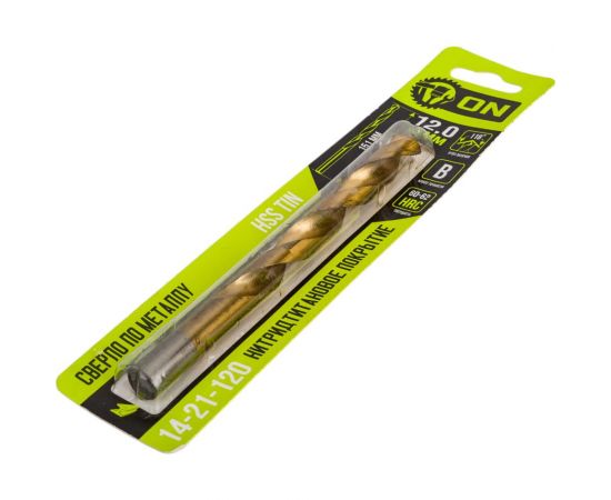 Сверло по металлу HSS TIN 12x151 мм, нитридтитановое покрытие On 14-21-120 – изображение 2