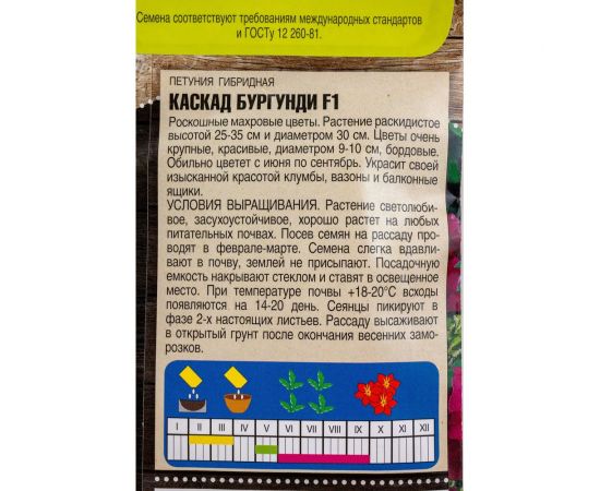 Семена Тимирязевский Питомник цветы петуния махровая Каскад бургунди F1 крупноцветковая, 10 шт. Of000120503 – изображение 2