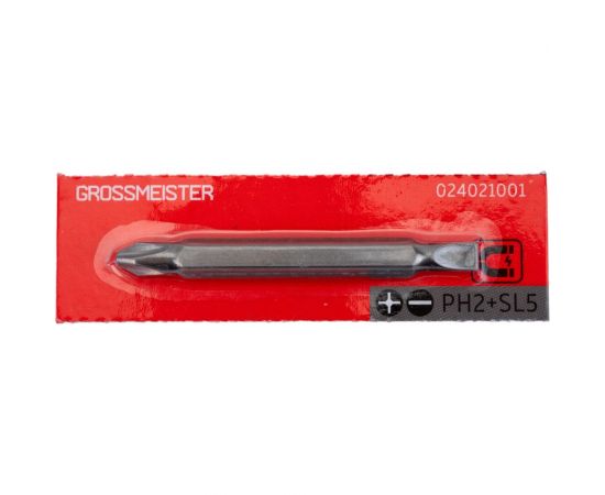 Бита двухсторонняя PH2+SL5, 65 мм GROSSMEISTER 024021001 – изображение 6
