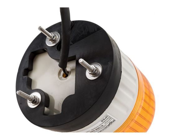 Светосигнальный маячок INNOCONT d=100мм, L=146мм, светодиод(постоянное/мигающее), вращение, зуммер, цвет: желтый, 220VAC, IP55, кабель 0,5м SL100B-220-Y – изображение 2