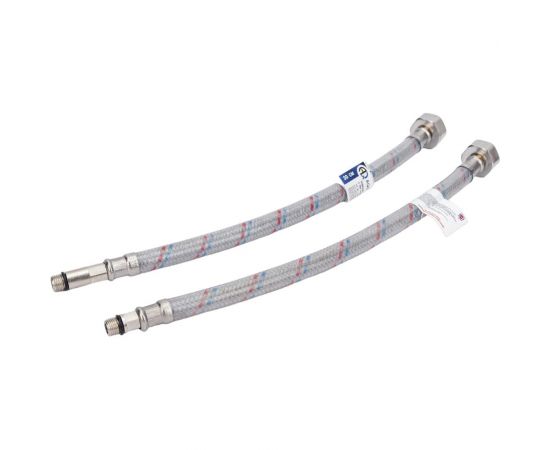 Подводка для смесителя (2 шт; гайка 1/2-штуцер M10; 30 см; нейлон/ПВХ) AQUALINE 4886 