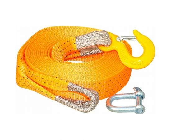 Буксировочный трос АвтоDело 10 т, лента 6 м, крюк-скоба 44511 14671 