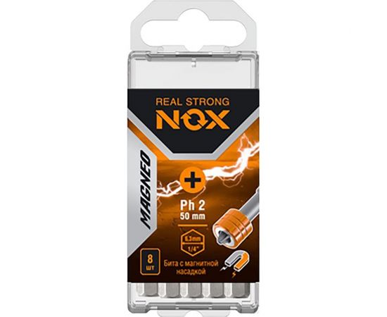 Бита с магнитной насадкой MAGNEO (8 шт; Ph2х50 мм; бокс; E6.3) NOX 334520 