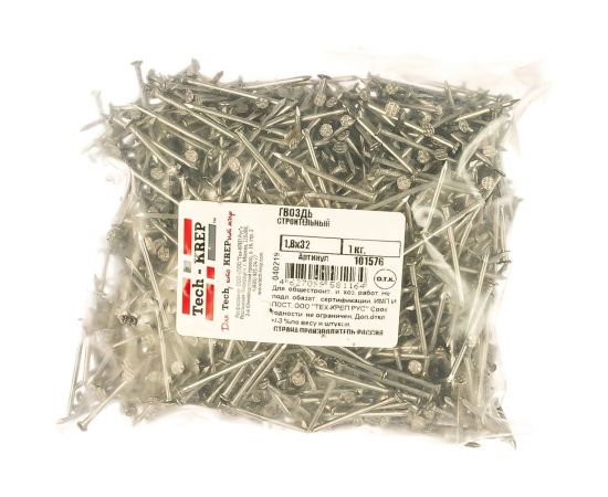Строительный гвоздь 1.8х32, 1кг (1563 шт.) - пакет Tech-Krep 101576 – изображение 2