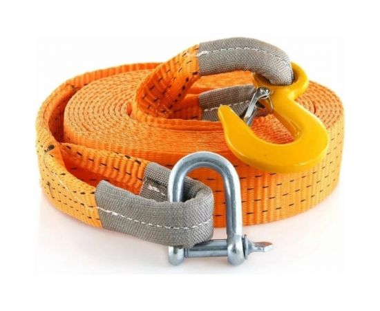 Буксировочный трос АвтоDело 10 т, лента 6 м, крюк-скоба 44511 14671 – изображение 2