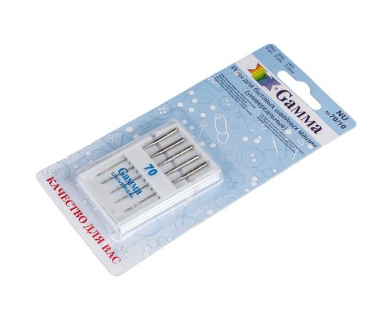 Иглы для бытовых швейных машин универсальные NU №70/10 5 шт. Gamma 93306 – изображение 4