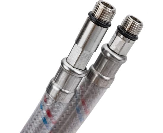 Подводка для смесителя (2 шт; гайка 1/2-штуцер M10; 30 см; нейлон/ПВХ) AQUALINE 4886 – изображение 2