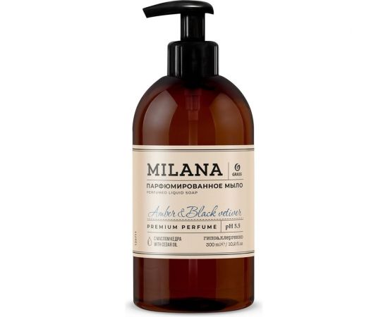 Жидкое парфюмированное мыло Grass Milana Amber&Black Vetiver 300 мл 125711 