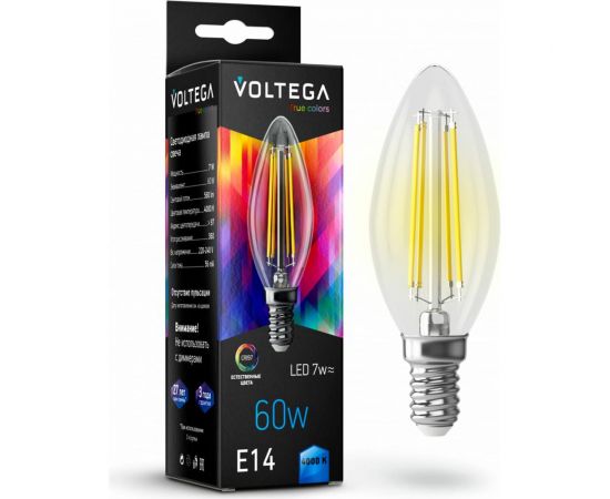 Филаментная лампа VOLTEGA Свеча Е14 4000К 7W CRI97 7153 