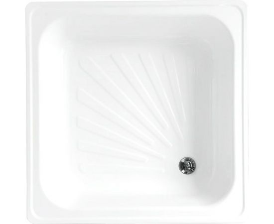 Стальной поддон Loranto квадратный 80x80x15 толщина стенок 0,9 мм, отверстие для слива 5 см 77018 